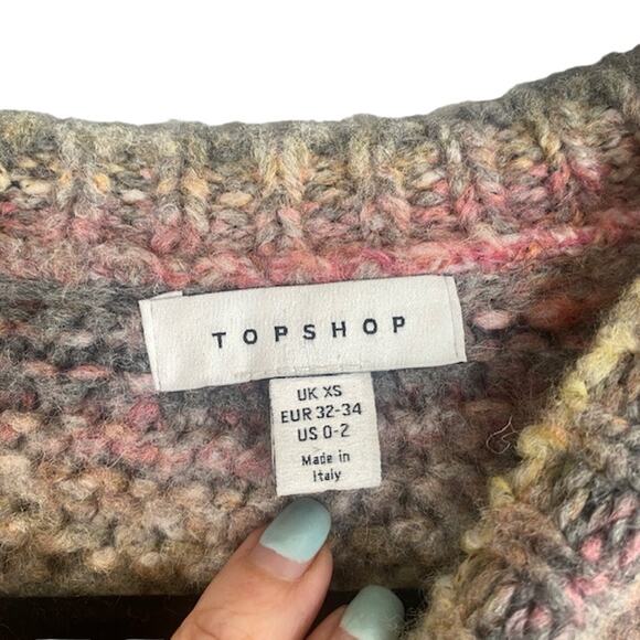 Topshop Pink Multicolor Colorful Knit Long Sleeve Wool Blend Sweater Women Sz XS - Picture 6 of 7